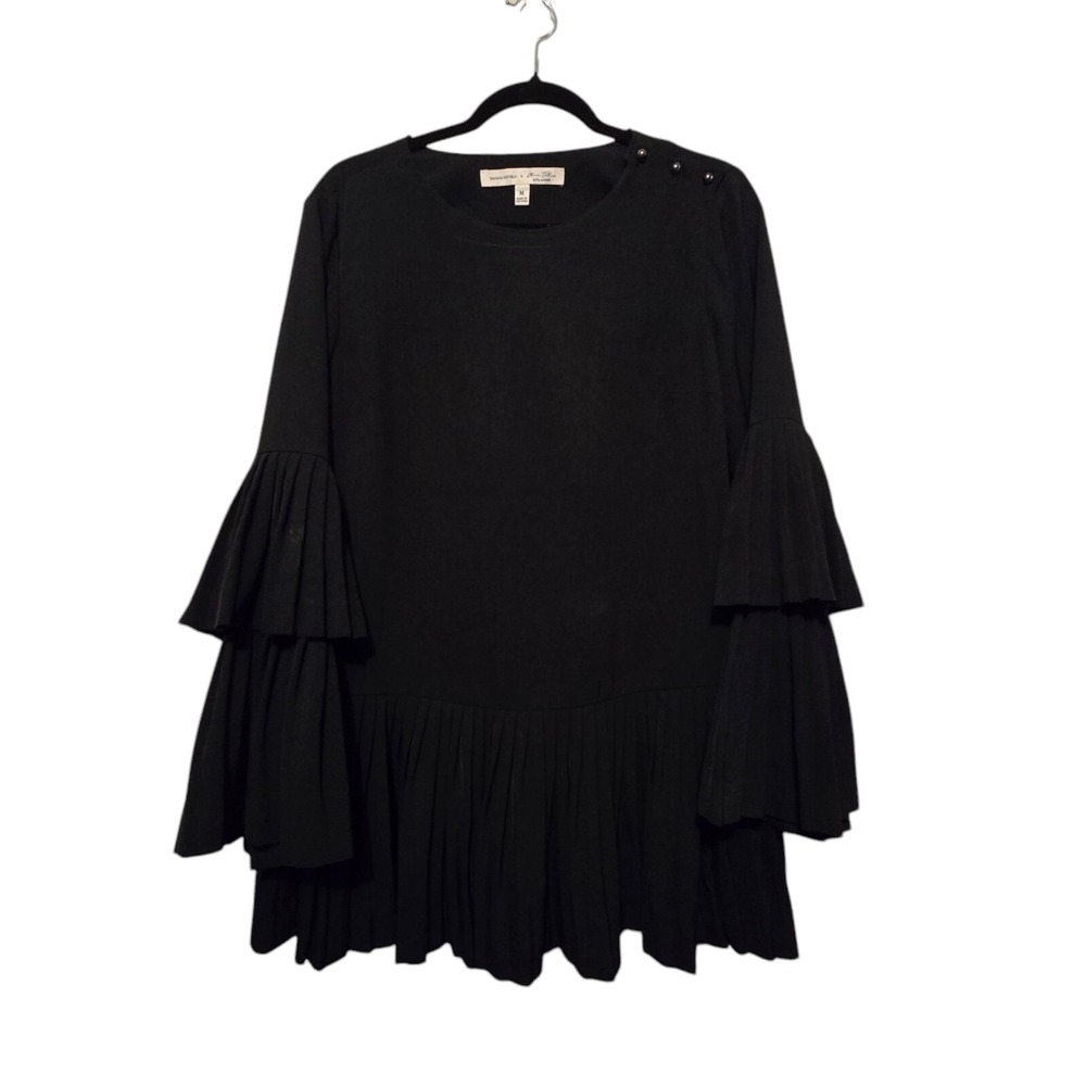 Banana Republic x Olivia Palermo‎ Women Top M Tier Bell-Sleeve Pleat Witchy Goth